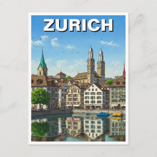 Zürich Zwitserland Reizen Briefkaart (Voorkant)