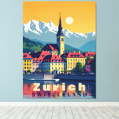 Zürich Zwitserland Reizen Canvas Afdruk (Insitu (Houten vloer))
