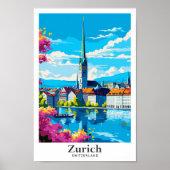 Zürich Zwitserland Reizen  Illustratie Poster (Voorkant)