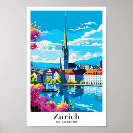 Zürich Zwitserland Reizen  Illustratie Poster (Voorkant)