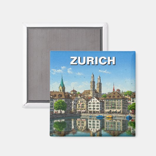 Zürich Zwitserland Reizen Magneet (Voorkant / Achterkant)