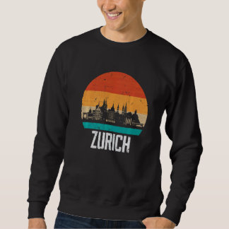 Zurich Zwitserland Retro Vintage Zonsondergang Sil Trui