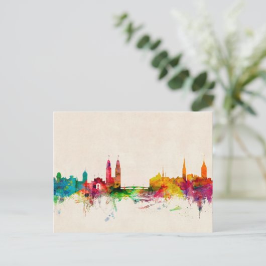 Zurich Zwitserland Skyline Briefkaart (Staand voorkant)