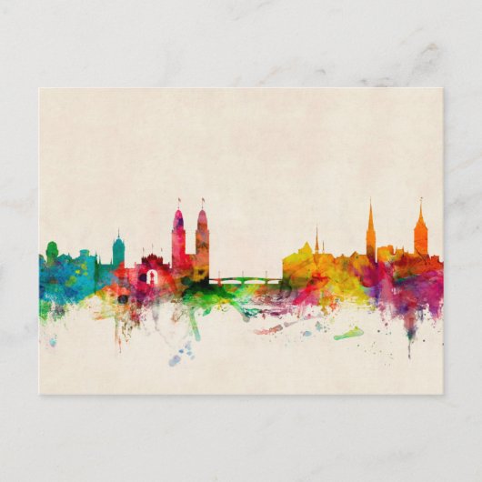 Zurich Zwitserland Skyline Briefkaart (Voorkant)