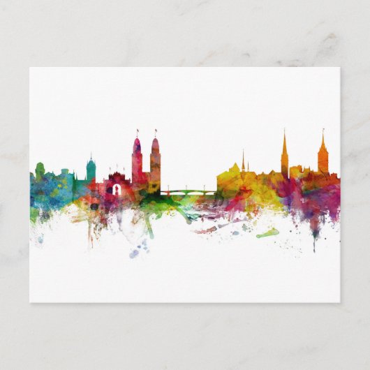 Zurich Zwitserland Skyline Briefkaart (Voorkant)