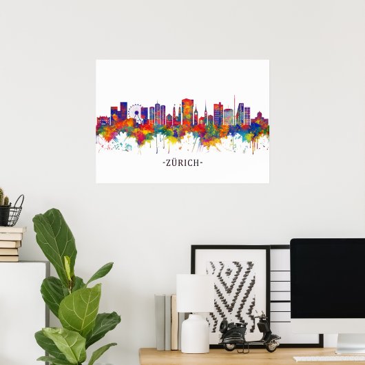 Zurich Zwitserland Skyline Poster (Thuiskantoor)