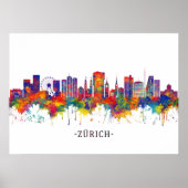 Zurich Zwitserland Skyline Poster (Voorkant)