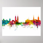 Zurich Zwitserland Skyline Poster (Voorkant)