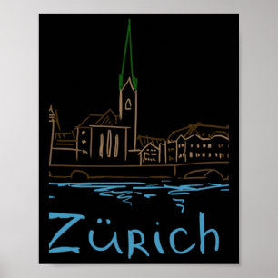 Zurich Zwitserland Souvenir Cadeau Voor Toeristen Poster