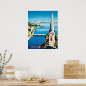 Zurich, Zwitserland stad, luchtzicht op uitkijktor Poster (Keuken)