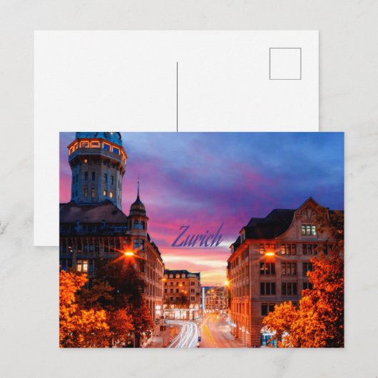 Zürich Zwitserland Sunset Briefkaart (Voorkant / Achterkant)