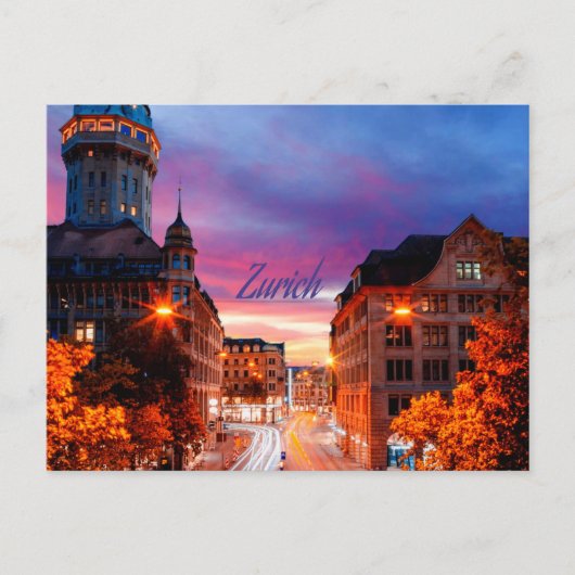 Zürich Zwitserland Sunset Briefkaart (Voorkant)