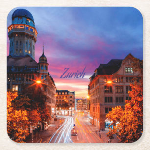 Zürich Zwitserland Sunset Kartonnen Onderzetters