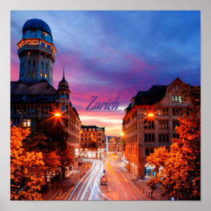 Zürich Zwitserland Sunset Poster