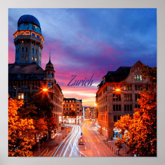 Zürich Zwitserland Sunset Poster (Voorkant)