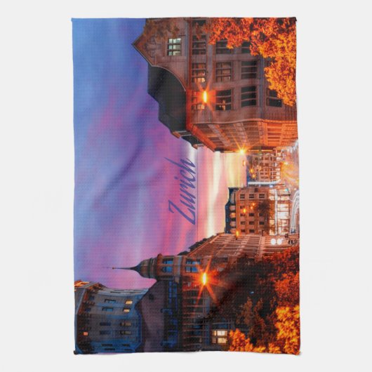 Zürich Zwitserland Sunset Theedoek (Verticaal)