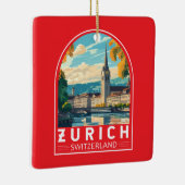 Zürich Zwitserland Travel Art Embleem Keramisch Ornament (Rechts)