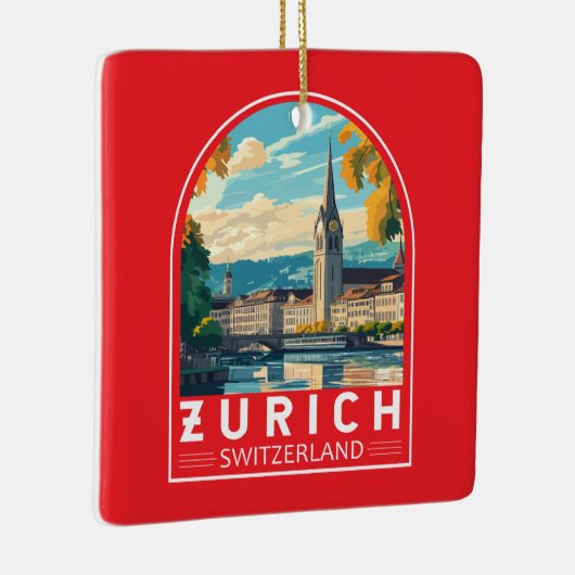 Zürich Zwitserland Travel Art Embleem Keramisch Ornament (Rechts)
