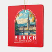 Zürich Zwitserland Travel Art Embleem Keramisch Ornament (Links)