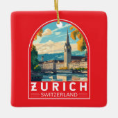 Zürich Zwitserland Travel Art Embleem Keramisch Ornament (Voorkant)