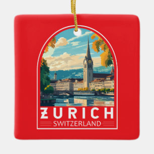 Zürich Zwitserland Travel Art Embleem Keramisch Ornament