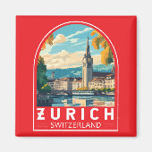 Zürich Zwitserland Travel Art Embleem Magneet (Voorkant)