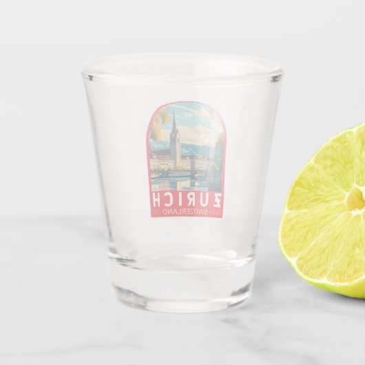 Zürich Zwitserland Travel Art Embleem Shot Glas (Achterkant)