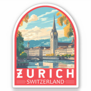 Zürich Zwitserland Travel Art Embleem Sticker