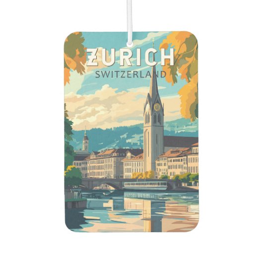 Zürich Zwitserland Travel Art Vintage Luchtverfrisser (Voorkant)