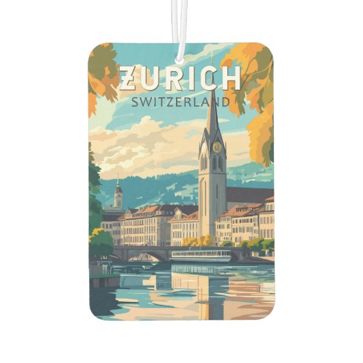 Zürich Zwitserland Travel Art Vintage Luchtverfrisser (Achterkant)