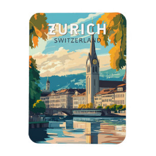 Zürich Zwitserland Travel Art Vintage Magneet