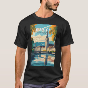 Zürich Zwitserland Travel Art Vintage T-shirt