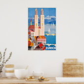 Zurich Zwitserland Vintage Reisposter Print (Keuken)