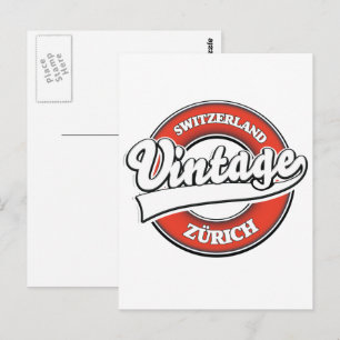 Zürich Zwitserland vintage stijl logo Briefkaart