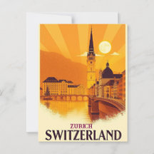 Zürich Zwitserland Vintage Travel Art
