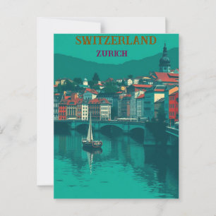Zürich Zwitserland Vintage Travel Art Briefkaart