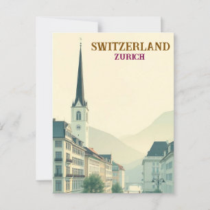 Zürich Zwitserland Vintage Travel Art Briefkaart