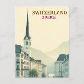 Zürich Zwitserland Vintage Travel Art Briefkaart (Voorkant)
