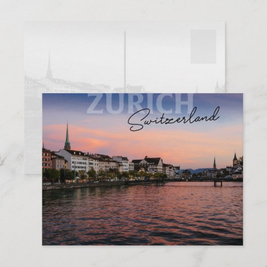 Zürich Zwitserland vroeg in de avond Briefkaart (Voorkant / Achterkant)