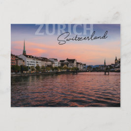 Zürich Zwitserland vroeg in de avond Briefkaart