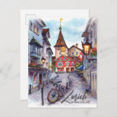 Zürich Zwitserland Waterverf Schilderij Reizen Briefkaart (Voorkant / Achterkant)