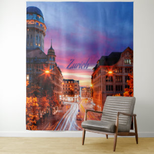 Zürich Zwitserland Zonsondergang Wandkleed