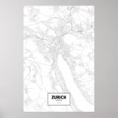Zürich, Zwitserland (zwart op wit) Poster (Voorkant)