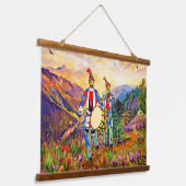 Zurna Dawola Wood Topped wandtapijt Hangend Wandkleed (Gebogen)