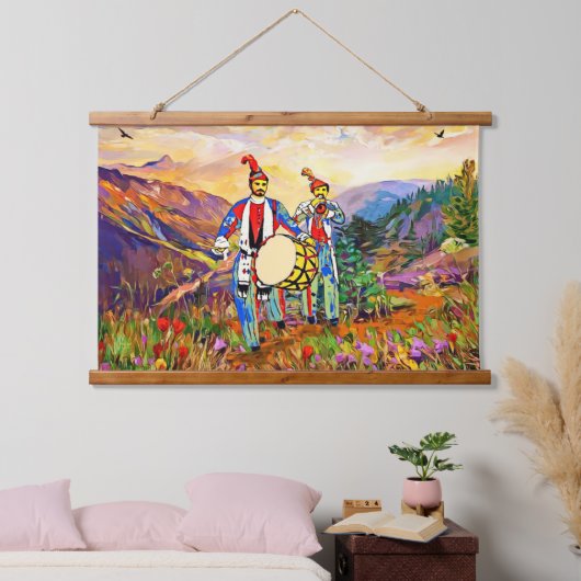 Zurna Dawola Wood Topped wandtapijt Hangend Wandkleed (Slaapkamer)