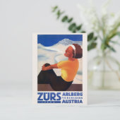 Zürs Austria Vintage Poster 1935 Briefkaart (Staand voorkant)
