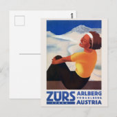 Zürs Austria Vintage Poster 1935 Briefkaart (Voorkant / Achterkant)