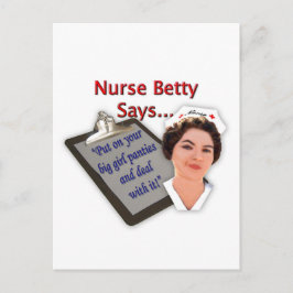Zurse Betty zegt: "Doe je grote meisjesslipjes aan Briefkaart