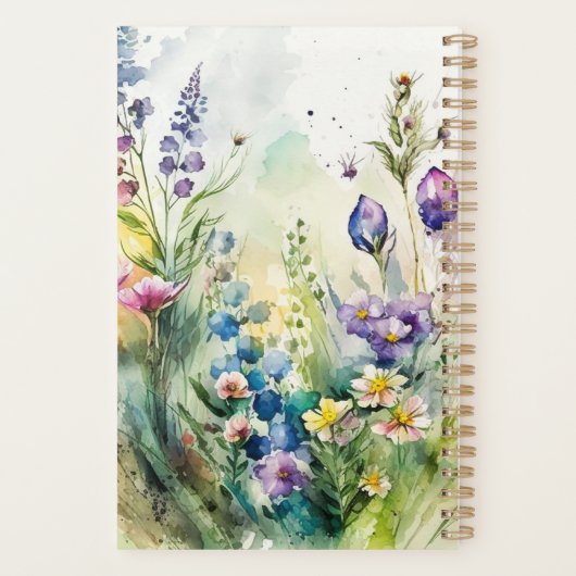 Zurse Boho Waterverf Wildflower Floral Student Planner (Achterkant)
