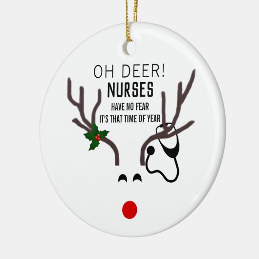 Zurse Funny Kerststethoscoop rendierster Keramisch Ornament (Links)